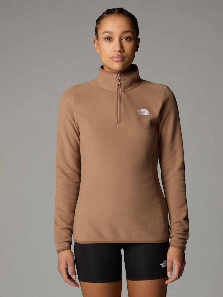 Ruskea - The North Face naisten 1/4 Zip Glacier Fleece - Kuva 1 / 3