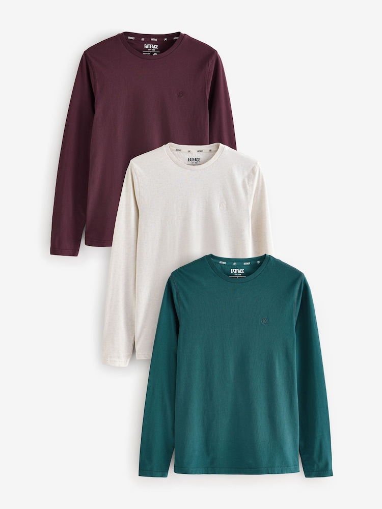 FatFace Long Sleeve 100% Cotton T-Shirts 3 Pack - Bild 1 von 9