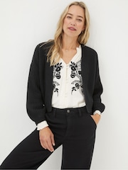 FatFace Anna Black Short Cardigan - Image 1 of 5
