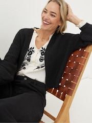 FatFace Anna Black Short Cardigan - Image 3 of 5