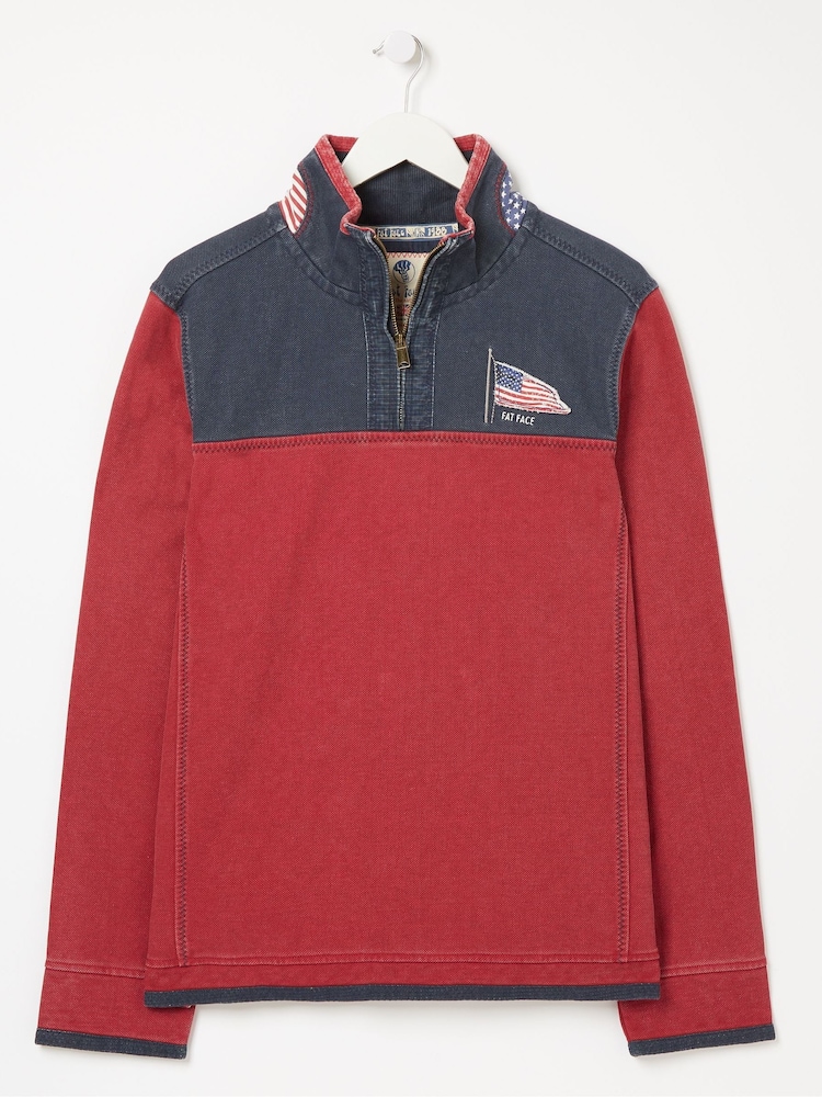 FatFace Red USA Airlie Yoke 100% Cotton Sweatshirt - Image 1 of 1