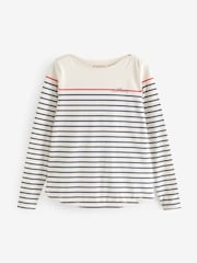 FatFace Cream Ivory Usa Breton T-Shirt - Image 1 of 1