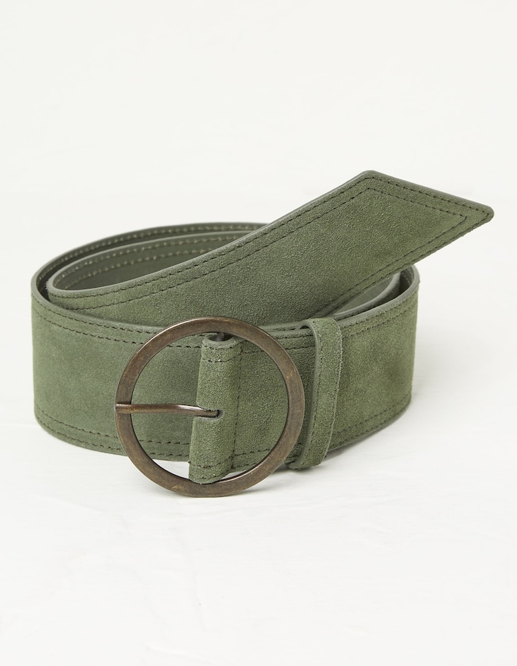 FatFace Green Wide Suede Belt - Image 1 of 1