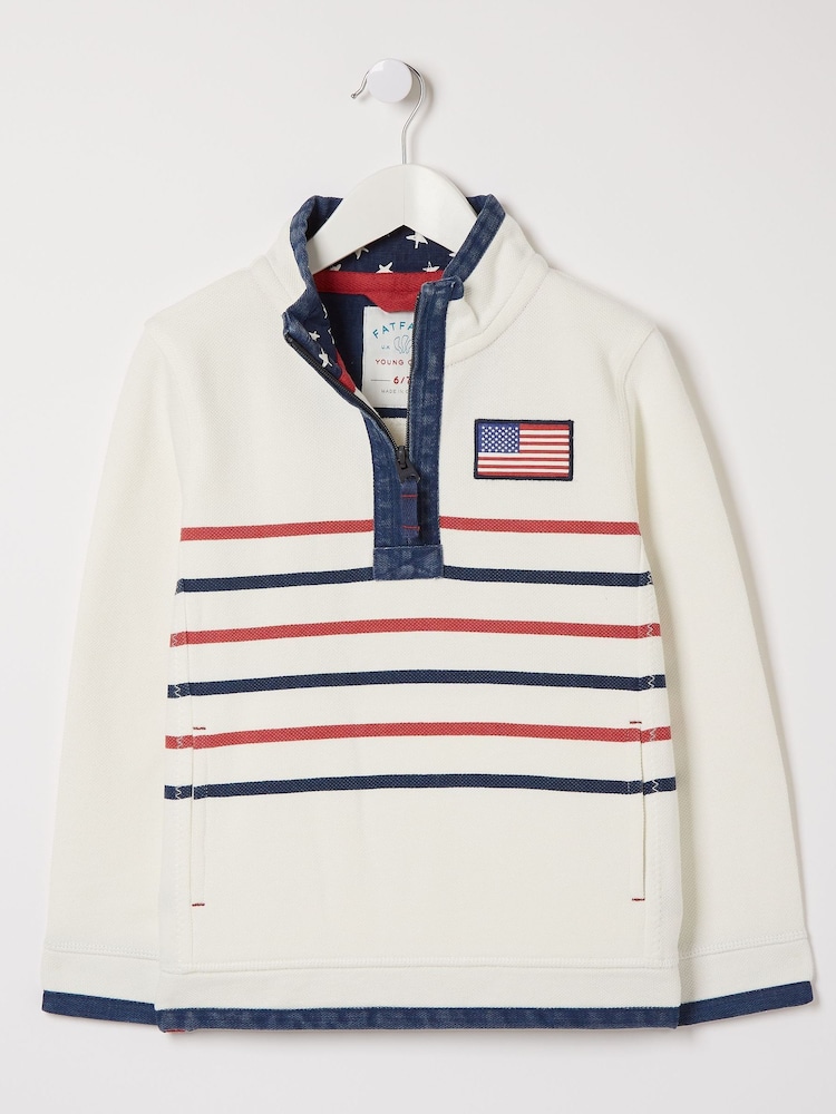 FatFace Cream Colourblock Boxy Airlie Sweat Top - Image 1 of 1
