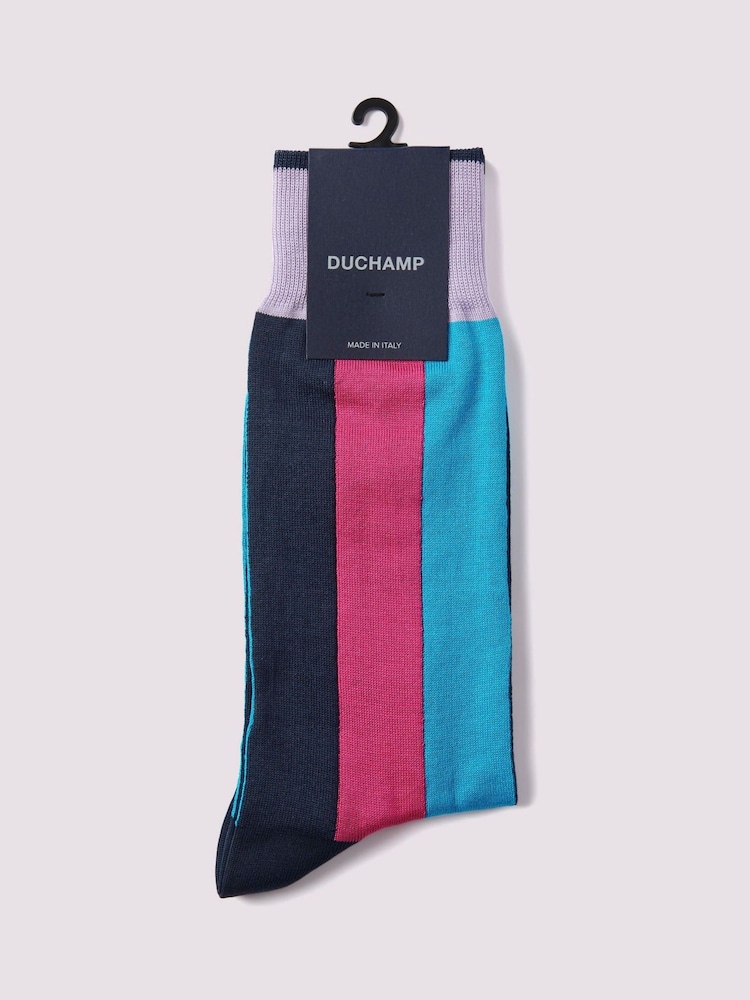 Duchamp Pink Wide Vertical Stripe Socks - Image 1 of 3