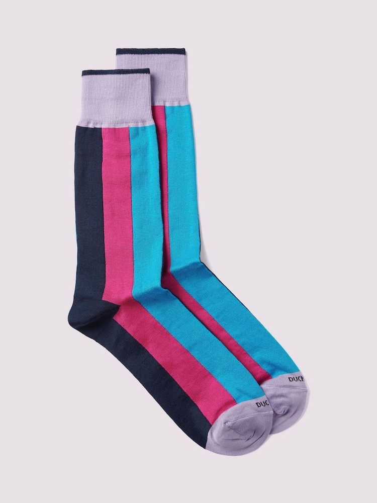 Duchamp Pink Wide Vertical Stripe Socks - Image 2 of 3