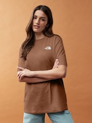 The North Face Brown Oversized Simple Dome 100% Cotton T-Shirt - Image 1 of 4