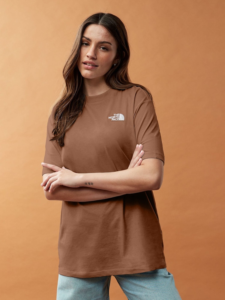 The North Face Brown Oversized Simple Dome 100% Cotton T-Shirt - Image 1 of 4