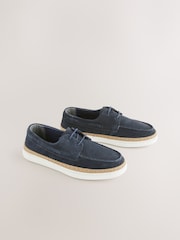 Navy Blue Suede Boat Shoes - Image 1 of 5