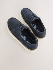 Navy Blue Suede Boat Shoes - Image 3 of 5