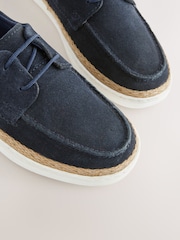 Navy Blue Suede Boat Shoes - Image 4 of 5