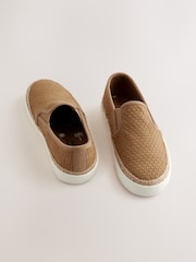 Tan Brown Woven Slip On Shoes - Image 1 of 5