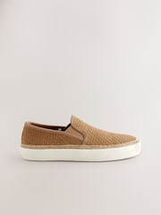 Tan Brown Woven Slip On Shoes - Image 2 of 5