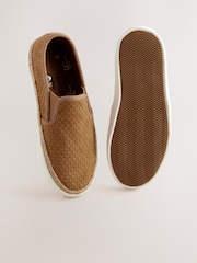 Tan Brown Woven Slip On Shoes - Image 3 of 5