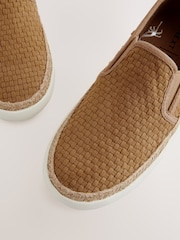 Tan Brown Woven Slip On Shoes - Image 4 of 5