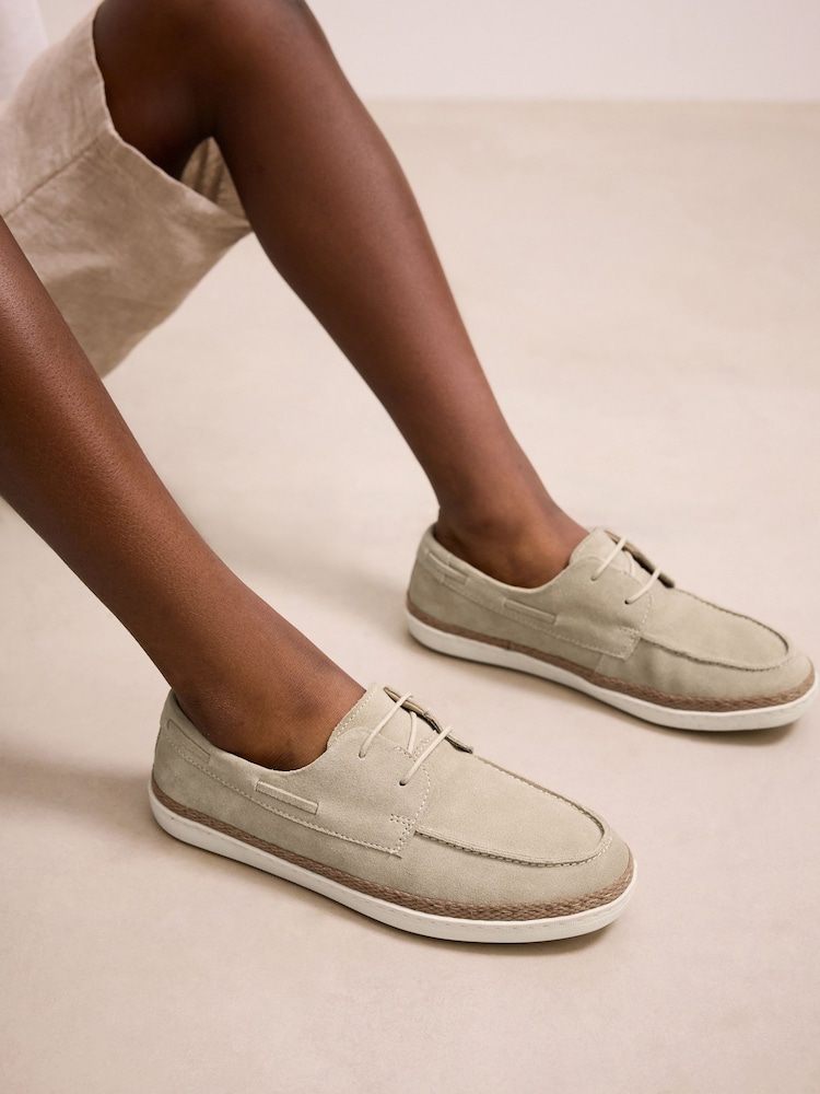 Neutral Suede Boat Shoes - Image 1 of 7