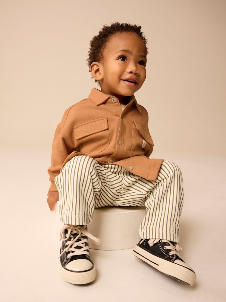 Tan Brown 100% Cotton Jersey Shirt and Joggers Set (3mths-7yrs) - Image 3 of 10