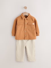 Tan Brown 100% Cotton Jersey Shirt and Joggers Set (3mths-7yrs) - Image 6 of 10