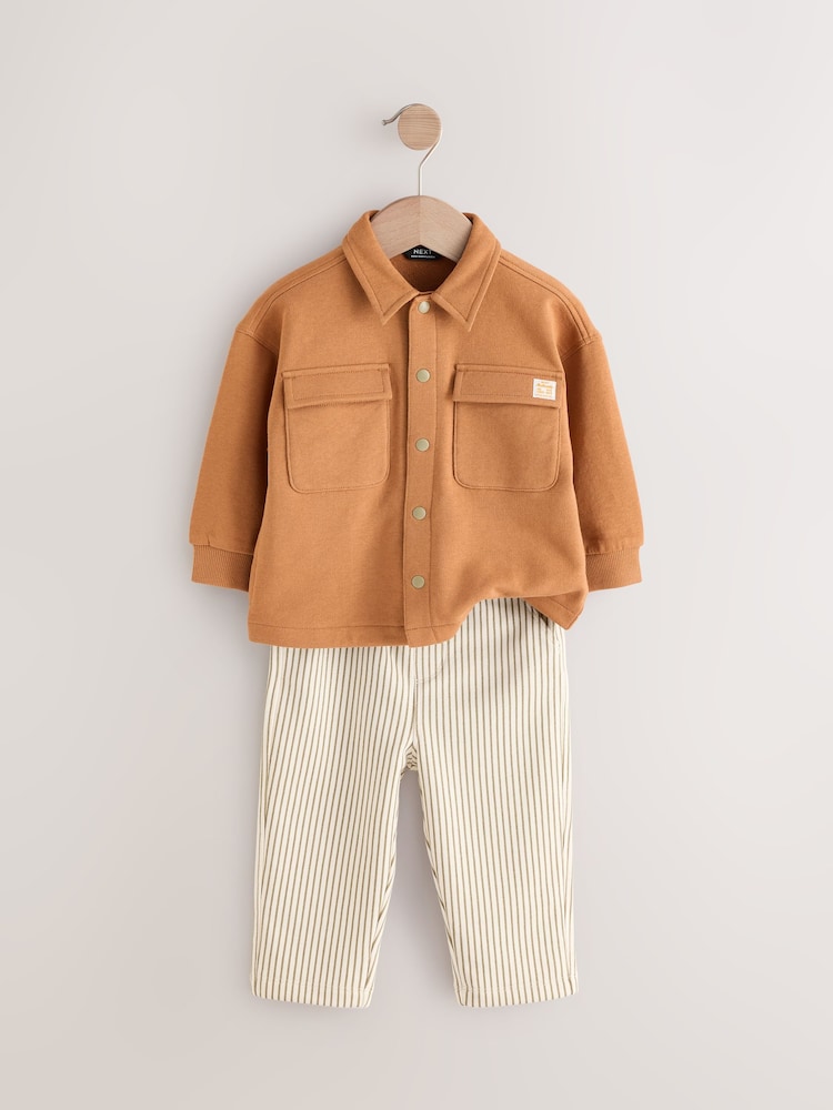 Tan Brown 100% Cotton Jersey Shirt and Joggers Set (3mths-7yrs) - Image 8 of 10