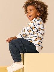 White and Navy Blue Striped Digger Sweatshirt and Utility Joggers 2 Piece Set (3mths-7yrs) - Image 3 of 9