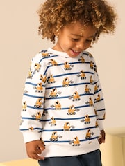 White and Navy Blue Striped Digger Sweatshirt and Utility Joggers 2 Piece Set (3mths-7yrs) - Image 4 of 9