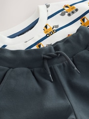 White and Navy Blue Striped Digger Sweatshirt and Utility Joggers 2 Piece Set (3mths-7yrs) - Image 8 of 9