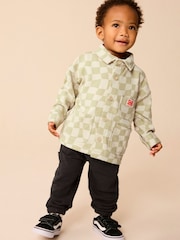 Sage Green Checkerboard 100% Cotton Jersey Shirt and Joggers Set (3mths-7yrs) - Image 1 of 11
