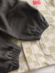 Sage Green Checkerboard 100% Cotton Jersey Shirt and Joggers Set (3mths-7yrs) - Image 11 of 11