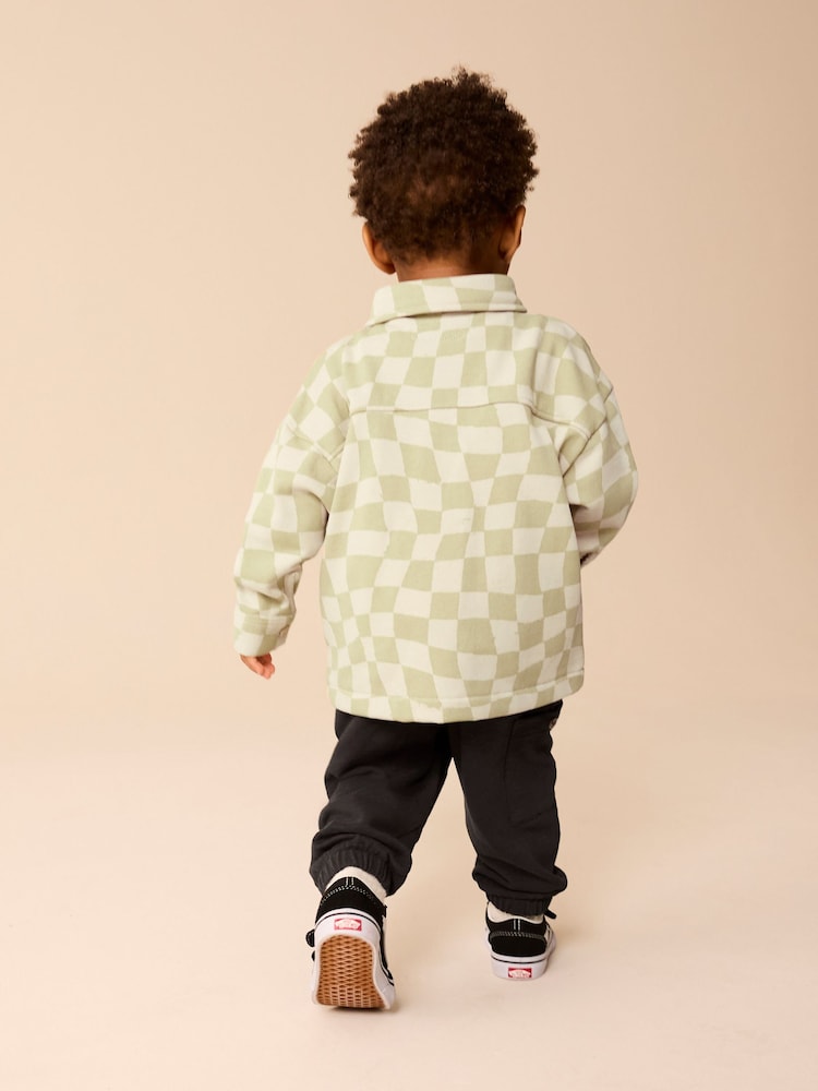 Sage Green Checkerboard 100% Cotton Jersey Shirt and Joggers Set (3mths-7yrs) - Image 2 of 11