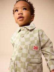 Sage Green Checkerboard 100% Cotton Jersey Shirt and Joggers Set (3mths-7yrs) - Image 4 of 11