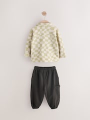 Sage Green Checkerboard 100% Cotton Jersey Shirt and Joggers Set (3mths-7yrs) - Image 6 of 11