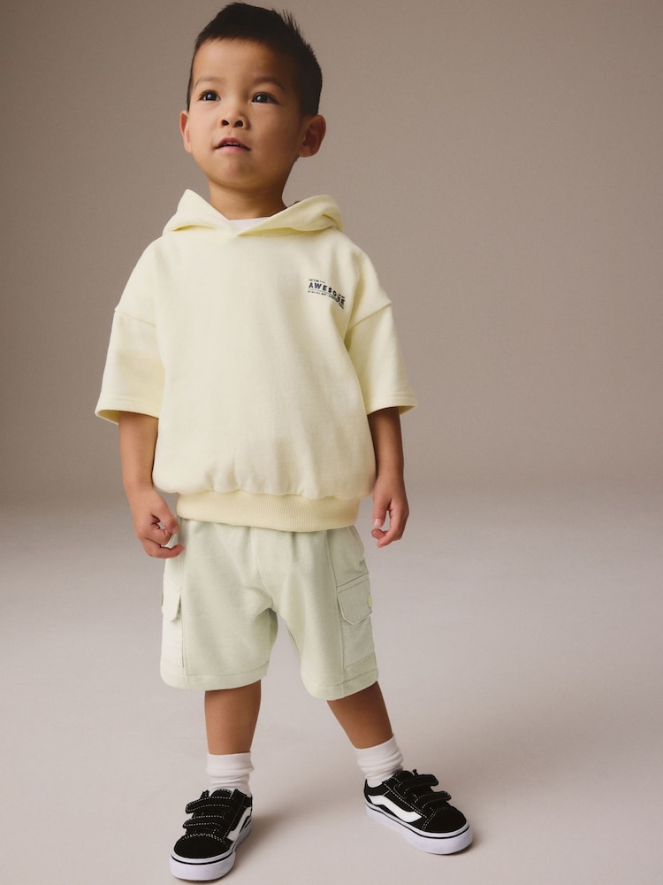 Lime Green Utility 100% Cotton Hoodie and Shorts Set (3mths-7yrs) - Image 1 of 9
