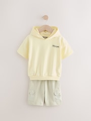 Lime Green Utility 100% Cotton Hoodie and Shorts Set (3mths-7yrs) - Image 5 of 9