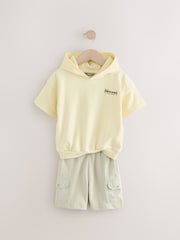 Lime Green Utility 100% Cotton Hoodie and Shorts Set (3mths-7yrs) - Image 6 of 9