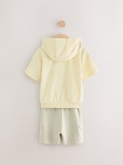 Lime Green Utility 100% Cotton Hoodie and Shorts Set (3mths-7yrs) - Image 7 of 9