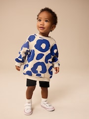 Blue/Black Sweat Top and Cycling Shorts Set (3mths-7yrs) - Image 1 of 4