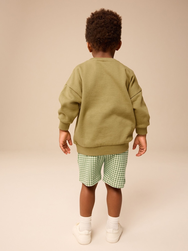 Olive Green Sweatshirt and Shorts Set (3mths-8yrs) - Image 2 of 9