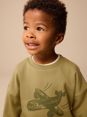 Olive Green Sweatshirt and Shorts Set (3mths-8yrs) - Image 3 of 9