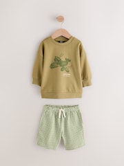 Olive Green Sweatshirt and Shorts Set (3mths-8yrs) - Image 5 of 9