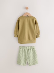 Olive Green Sweatshirt and Shorts Set (3mths-8yrs) - Image 6 of 9