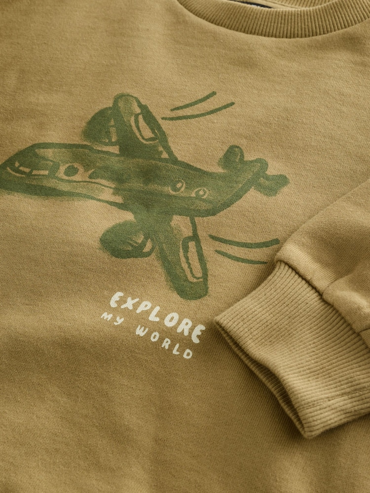 Olive Green Sweatshirt and Shorts Set (3mths-8yrs) - Image 7 of 9