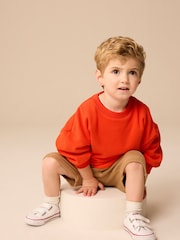 Red/ Tan Brown Sweatshirt and Carpenter Shorts Set (3mths-7yrs) - Image 3 of 10