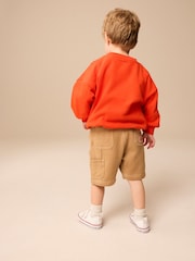 Red/ Tan Brown Sweatshirt and Carpenter Shorts Set (3mths-7yrs) - Image 4 of 10