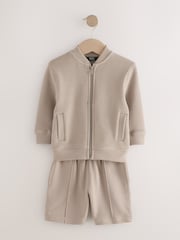 Stone Jersey Bomber Jacket and Shorts Set (3mths-7yrs) - Image 1 of 4