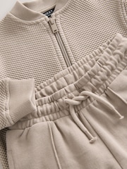 Stone Jersey Bomber Jacket and Shorts Set (3mths-7yrs) - Image 3 of 4
