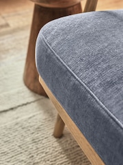 Fine Chenille Granite Blue, Light Oak Effect Frame Hampton Petite Sofa - Image 3 of 9
