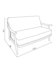 Fine Chenille Granite Blue, Light Oak Effect Frame Hampton Petite Sofa - Image 4 of 9