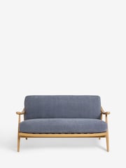 Fine Chenille Granite Blue, Light Oak Effect Frame Hampton Petite Sofa - Image 6 of 9