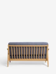 Fine Chenille Granite Blue, Light Oak Effect Frame Hampton Petite Sofa - Image 8 of 9