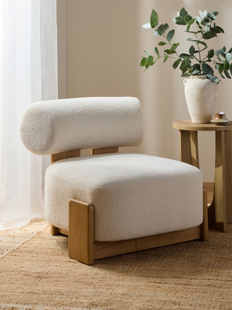 Cosy Boucle Ivory Natural Nellie Accent Chair - Image 1 of 11